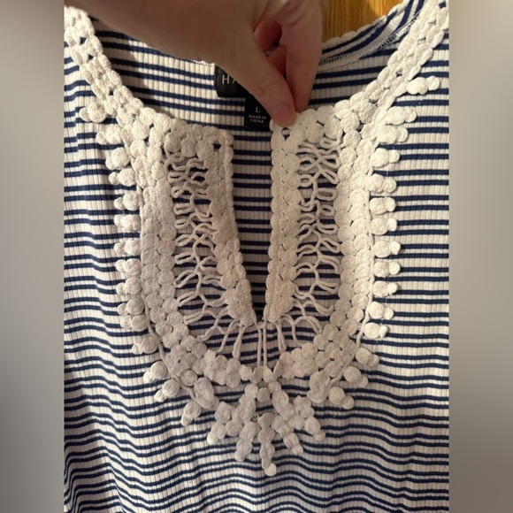 Blue and White Striped Sleeveless Dress - Picture 2 of 7